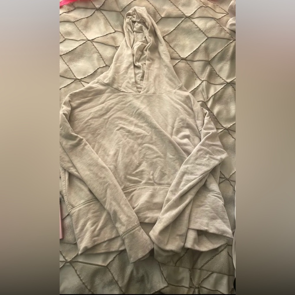 aerie Cream Cozy Hoodie with 'OFFLINE' Label